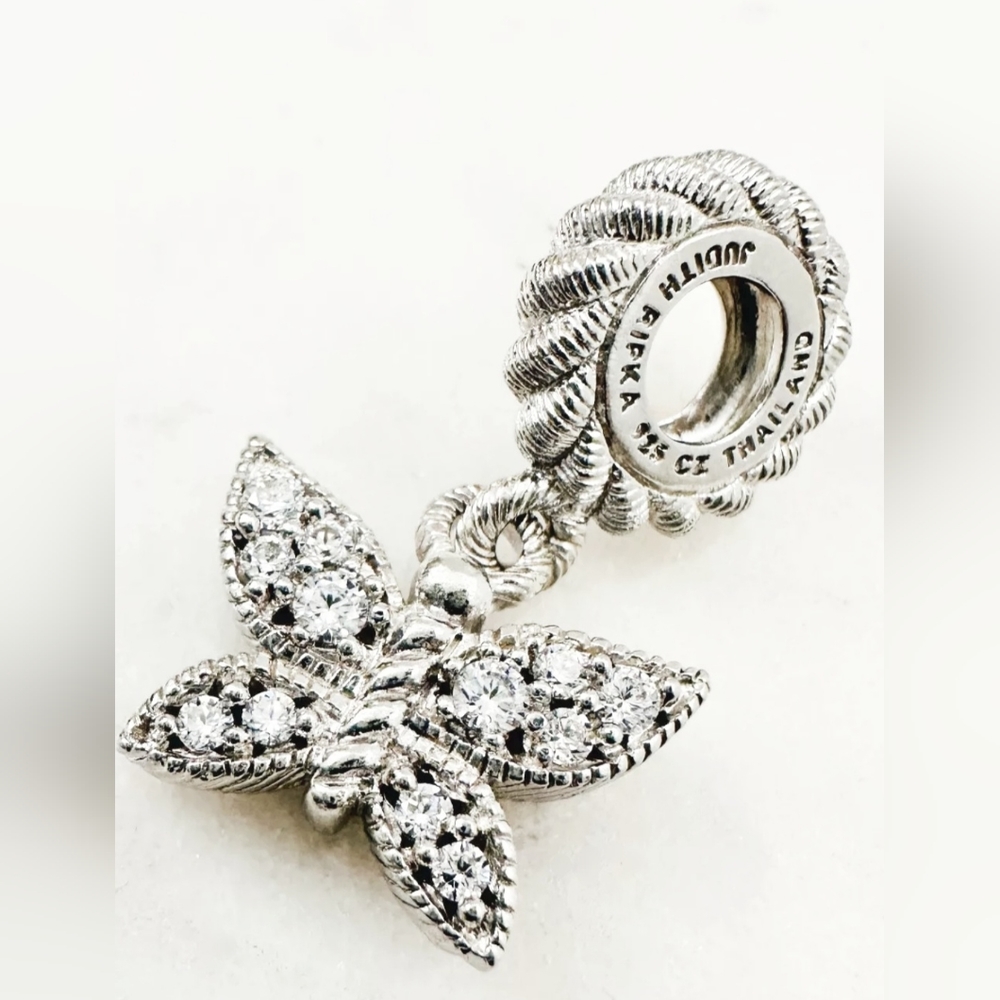 Sterling Silver 925 JUDITH RIPKA Designer Butterfly CZ Necklace Pendant Charm 🦋 - Picture 2 of 4